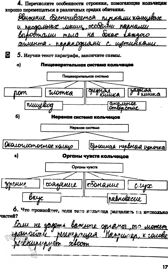 Иллюстрация к решению «Страница 17 с ответами ГДЗ Латюшин Рабочая тетрадь 7 класс (Биология)», 1