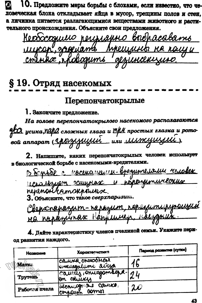 Иллюстрация к решению «Страница 43 с ответами ГДЗ Латюшин Рабочая тетрадь 7 класс (Биология)», 1