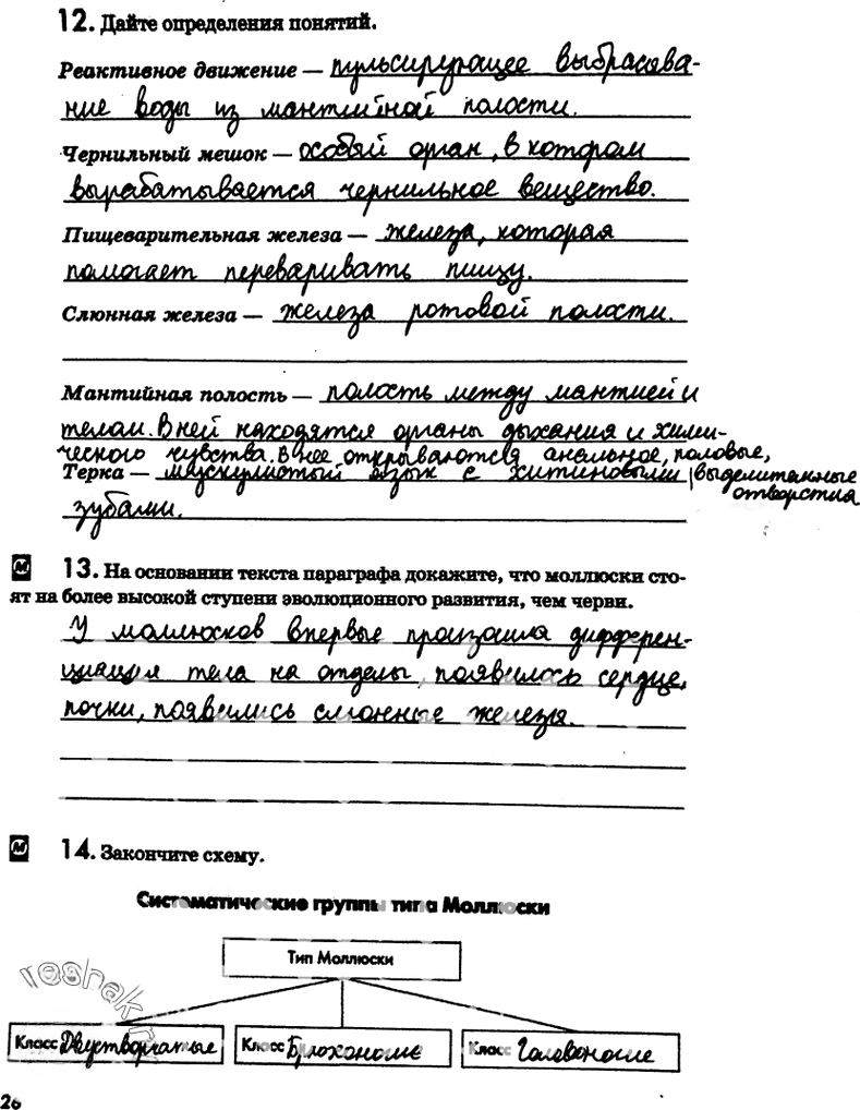 Иллюстрация к решению «Страница 26 с ответами ГДЗ Латюшин Рабочая тетрадь 7 класс (Биология)», 1
